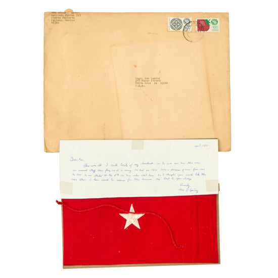 Original U.S. 20th / 21st Century US Army Issued Wool Felt Brigadier General Distinguishing Hoist Flag Belonging to General Delmar T. Spivey With Letter From Wife - 9 ½” x 6” Original Items