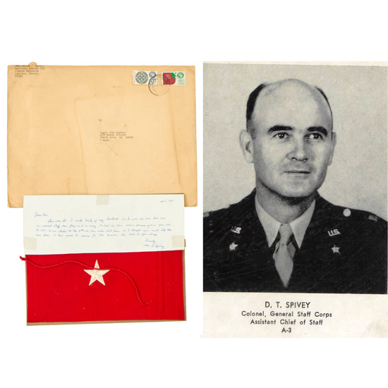 Original U.S. General Delmar T. Spivey Brigadier General Distinguishing Hoist Flag with 1984 Letter of Provenance From Wife - 9 ½” x 6” Original Items