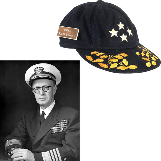 Original U.S. Navy Admiral Robert B. Carney Baseball Cap  - Chief of Staff to Admiral William Halsey - Commander-in-Chief of NATO Forces in Southern Europe 1951-1953 Original Items