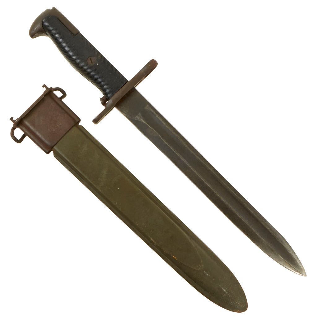 Original U.S. WWII M1 Garand 10 inch Cutdown Bayonet by Union, Fork & Hoe with M7 Scabbard Original Items