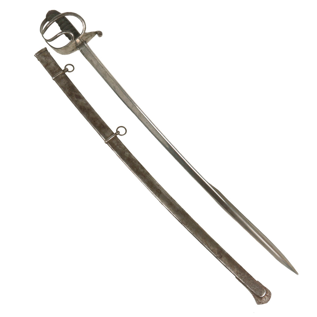 Original German Franco-Prussian War Era Prussian M1849 Mounted Infantry Officer’s Saber with Scabbard and Ornate Blade by Peter Daniel Lüneschloss of Solingen Original Items