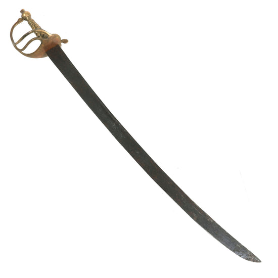 Original British Seven Years War P-1751 Hanger Sword with Brass Hilt and Patinated Blade Original Items