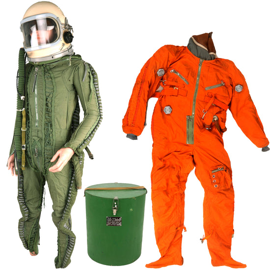 Original Cold War Soviet MiG Jet Fighter Cased GSH-6A High Altitude Flying Helmet with Complete VMSK-4-15 Sea Survival High Altitude Flight Suit - VKK Flight Suit Original Items