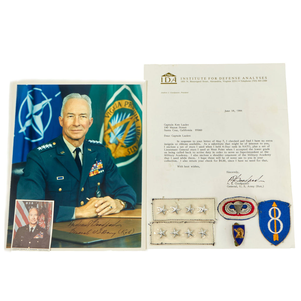 Original U.S. General Andrew Goodpaster Insignia Grouping - Former Supreme Allied Commander, Europe (SACEUR) & Superintendent United States Military Academy Original Items