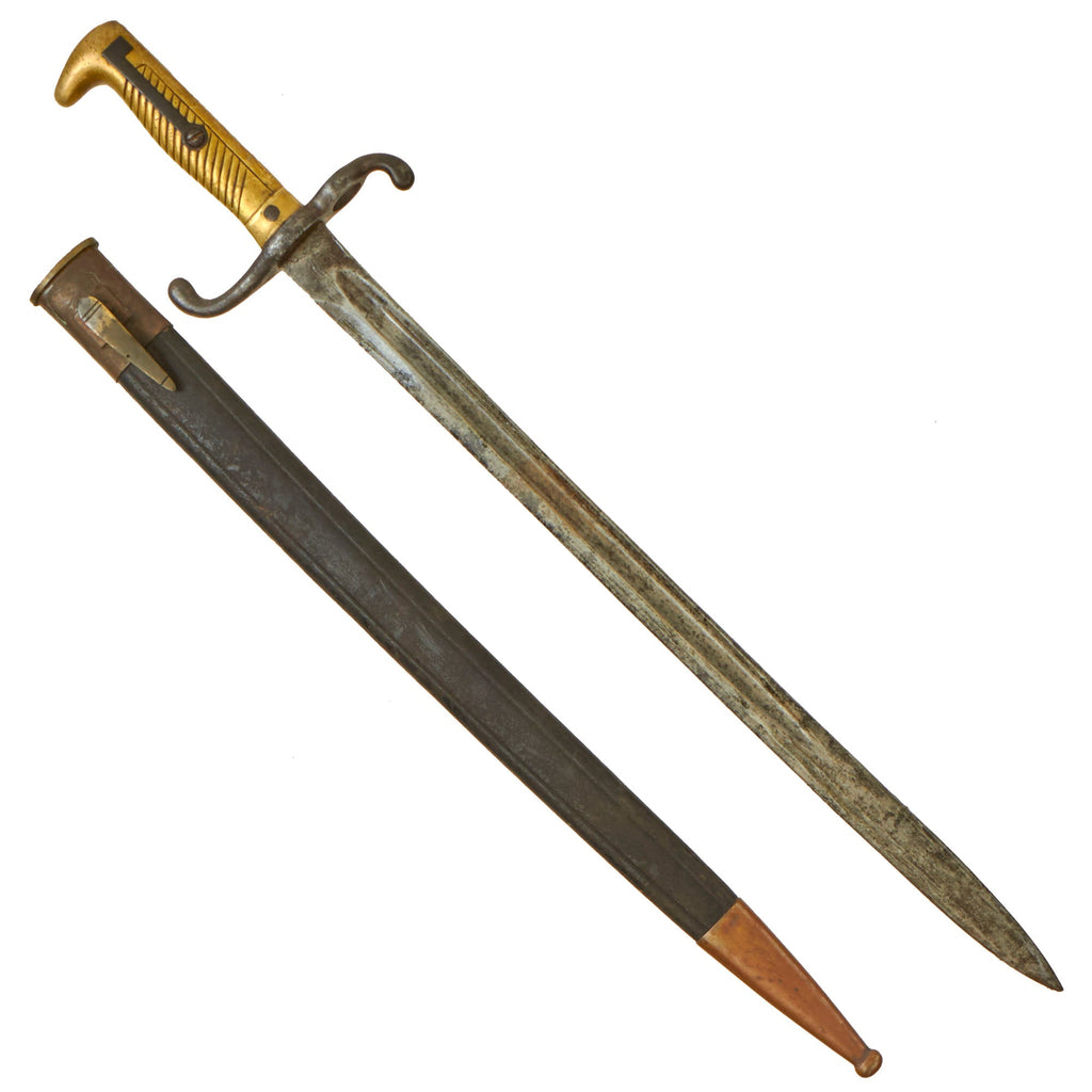 Original German Mauser Model 1871 Rifle Bayonet by Gebrüder Weyersberg with Scabbard - 53rd Infantry Regiment Marked Original Items