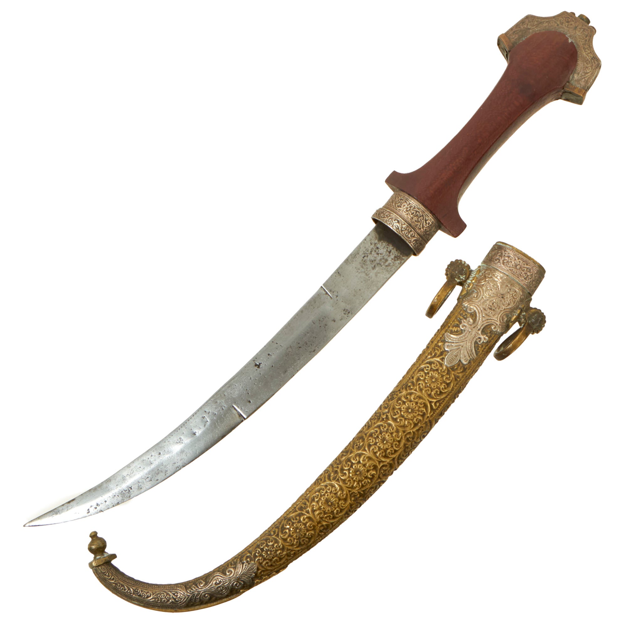 Original 19th Century North African Brass Mounted Jambiya Dagger