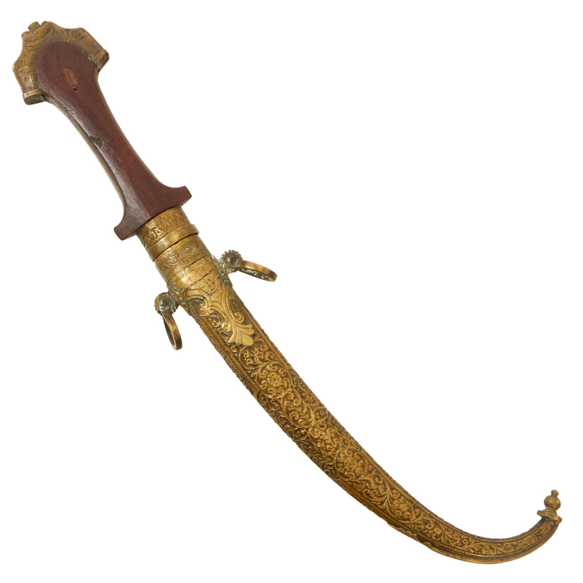 Original 19th Century North African Brass Mounted Jambiya Dagger