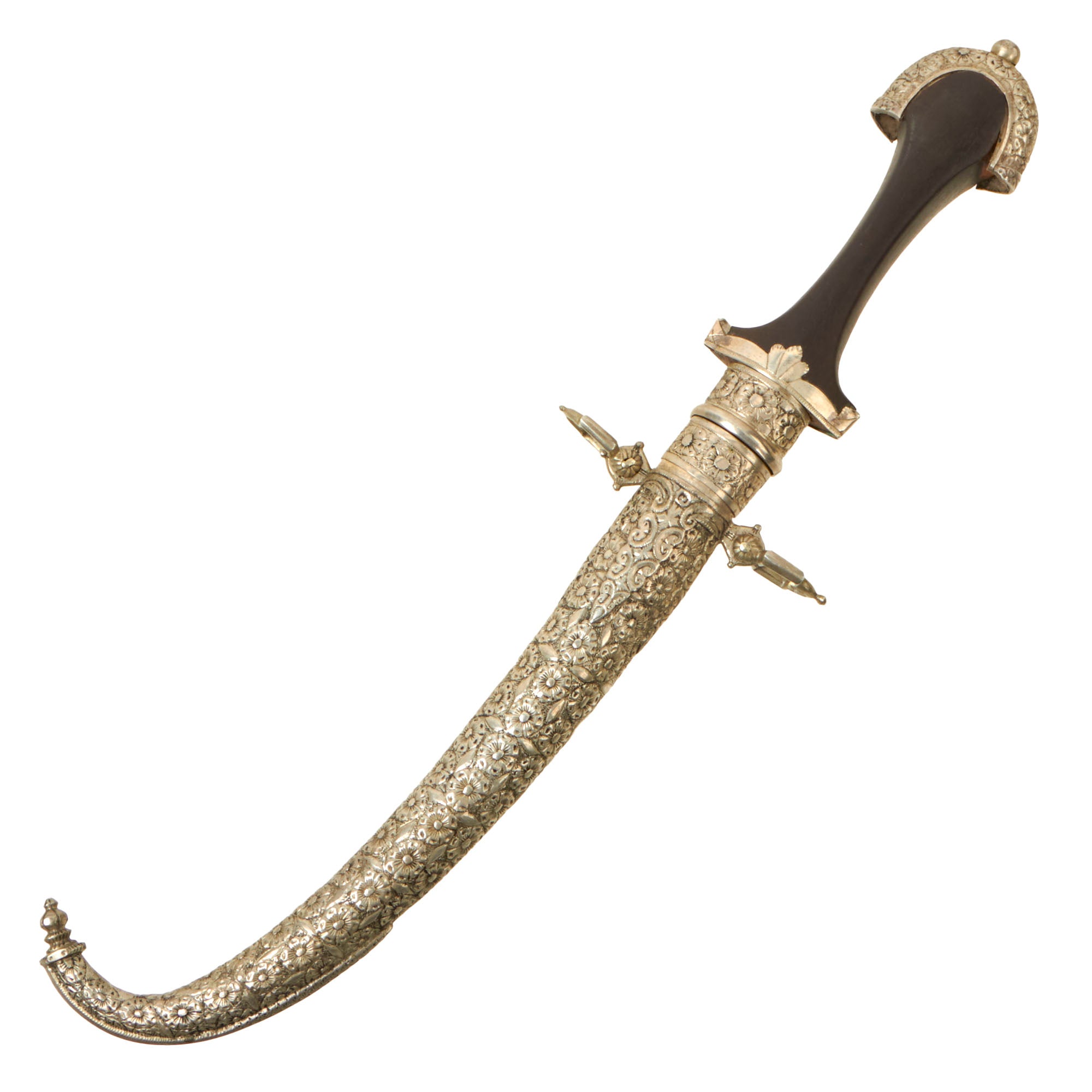 Original 19th Century North African Silver Mounted Jambiya Dagger