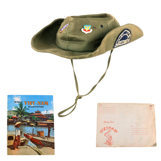 Original U.S. Vietnam War 416th Tactical Fighter Squadron Boonie “Cowboy” Hat With CIB, Green Beret Insignia and Paratrooper Wings Original Items