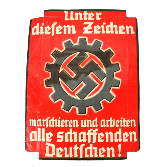 Original German WWII DAF Labor Front Painted Steel Propaganda Sign with Period Modifications - 29" x 21 3/4" Original Items