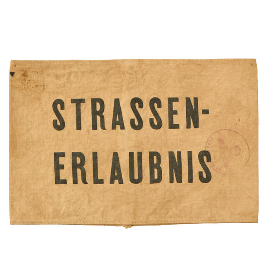 Original German WWII Air Raid Street Warden "Strassen-Erlaubnis" Armband with Faded Depot Stamp Original Items
