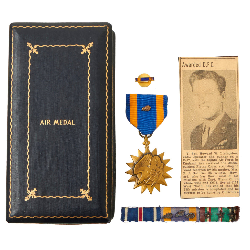 Original U.S. WWII Air Medal Set With Case Attributed to Navigator / Gunner T/Sgt Howard W. Livingston, 861st Bombardment Squadron, 493rd Bombardment Group (Heavy) Original Items