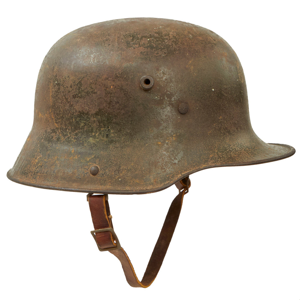 Original Imperial German WWI Rare Large Size M16 Stahlhelm Helmet Shell With Liner and Chinstrap - Marked 68 Original Items