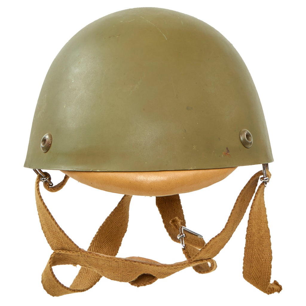 Original Italian Post - WWII M-42/60 Paratrooper Helmet with Full Liner & Chinstrap - Size 53 Original Items