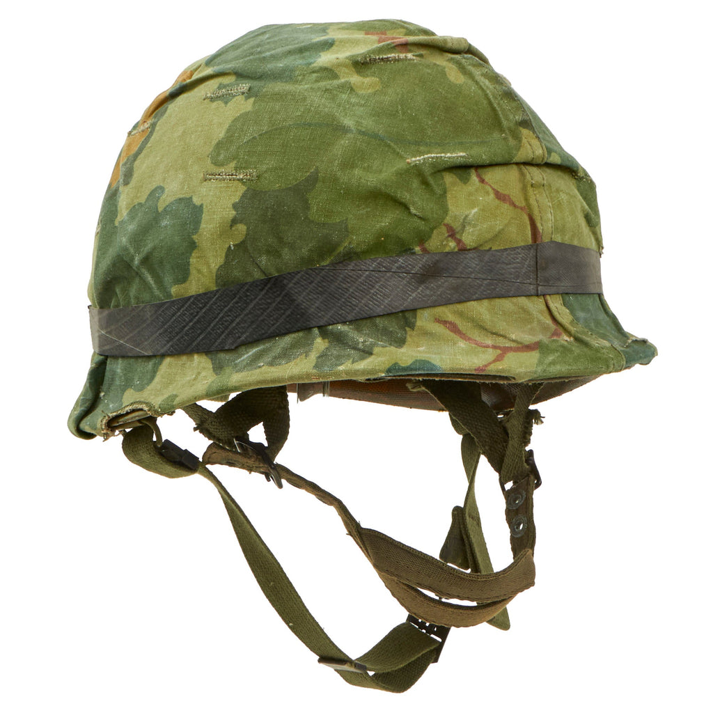 Original U.S. Vietnam War Named M1-C Paratrooper Helmet with Reversible Camouflage Cover & M-151 "Mutt" Inner Tube Band - Complete Original Items