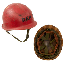 Original U.S. Vietnam War Era US Navy Damage Control Repair Division 2 Painted M1 Helmet by Ingersoll With Liner