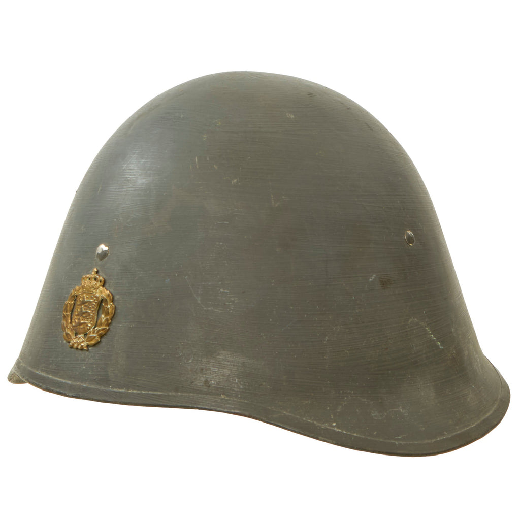 Original Danish WWI Model 1923 Steel Army Helmet Complete With Badge Original Items