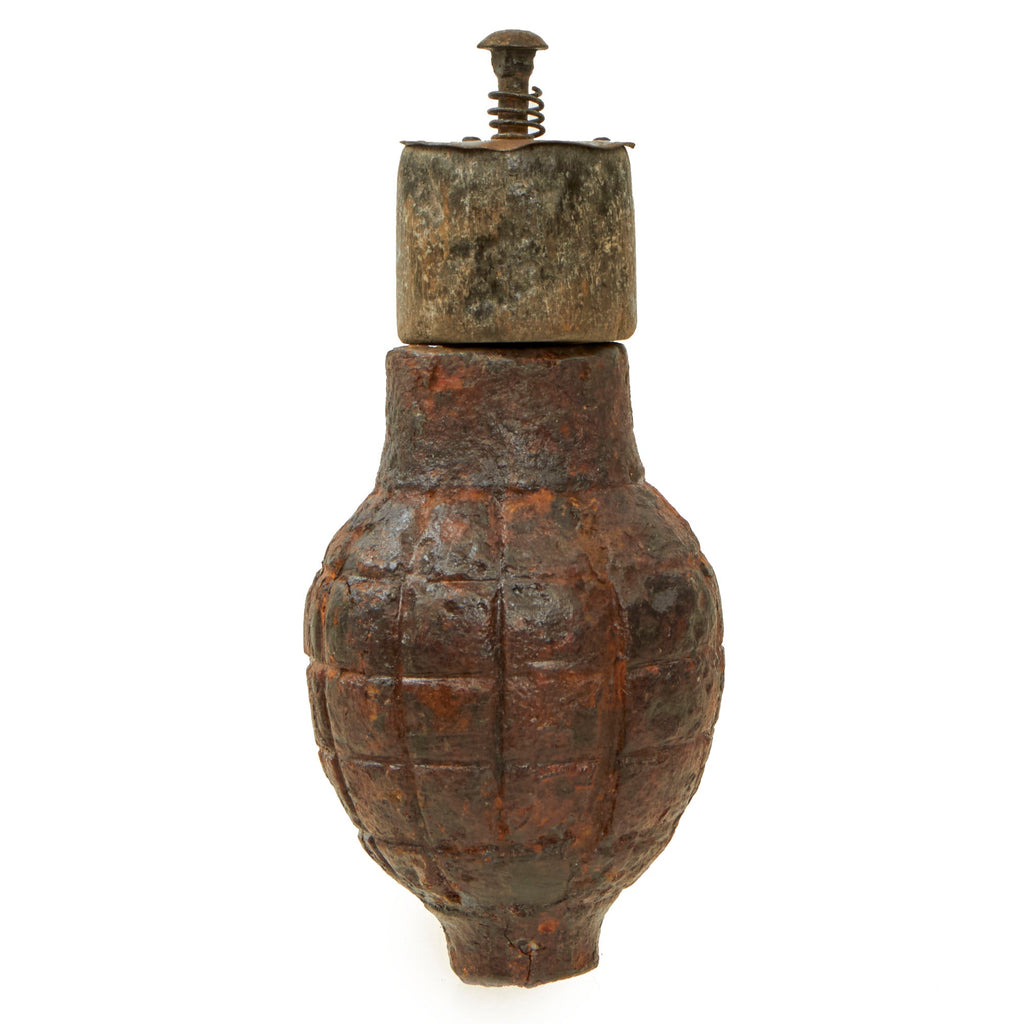Original French WWI Inert Foug M1916 Inert Lemon Grenade with Wood Top Plug - Citron modèle 1916 Original Items