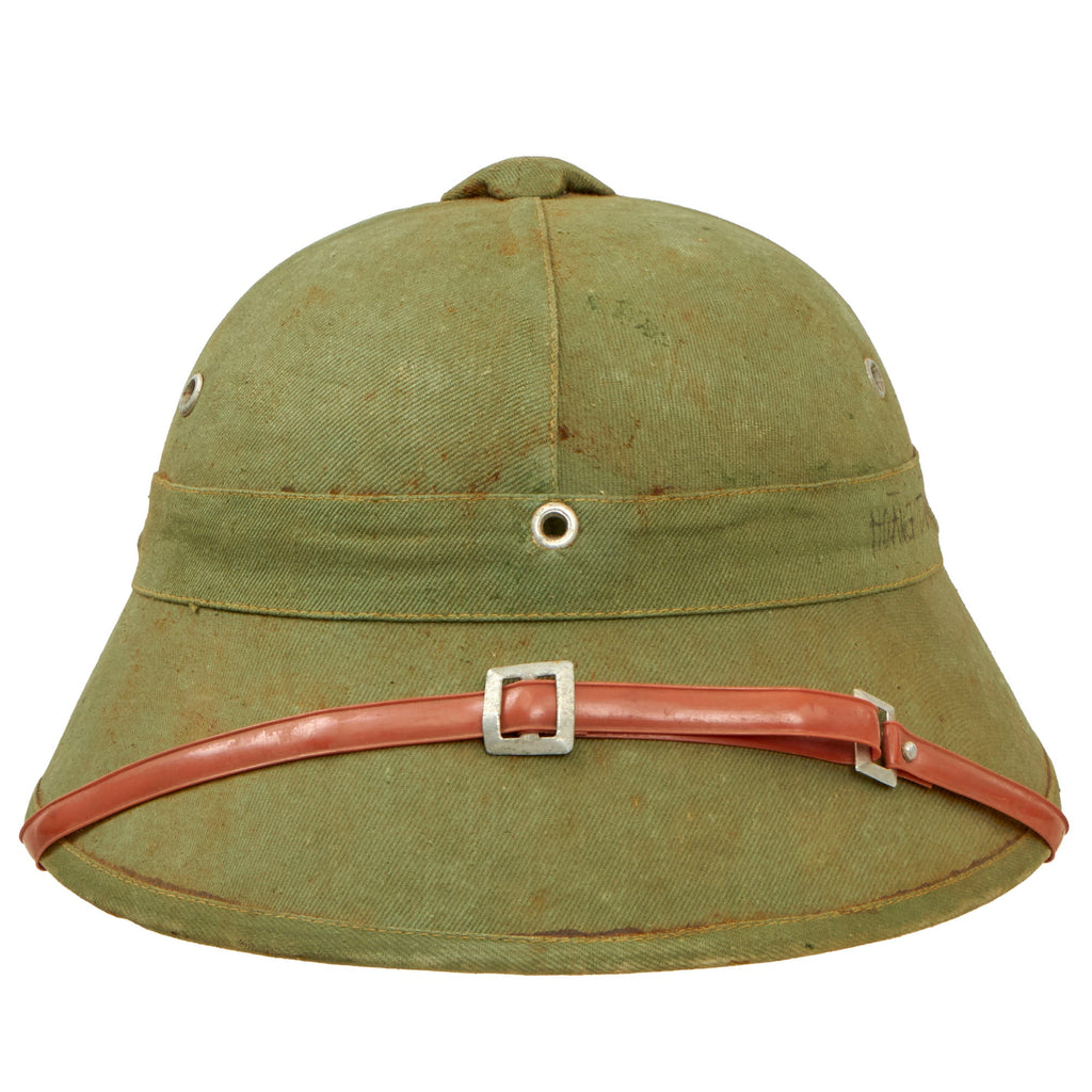 Original Vietnam War North Vietnamese Army (NVA) Pith Helmet with Written Locations - Late War, Early 1970s Construction Original Items