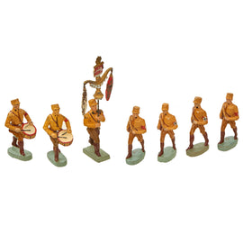 Original German WWII SA "Brownshirt" 70mm Composition Figure Parade Set with Standard Bearer & Drummers - 7 Figures