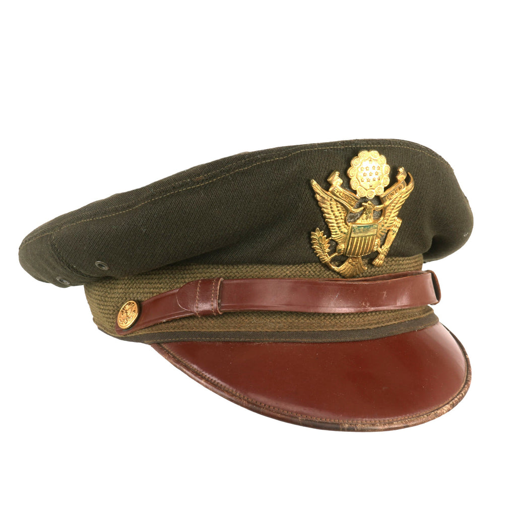 Original U.S. WWII USAAF Officer Winter Crush Visor Cap Rare 1st Type Flighter by Bancroft - Early 1942 Original Items
