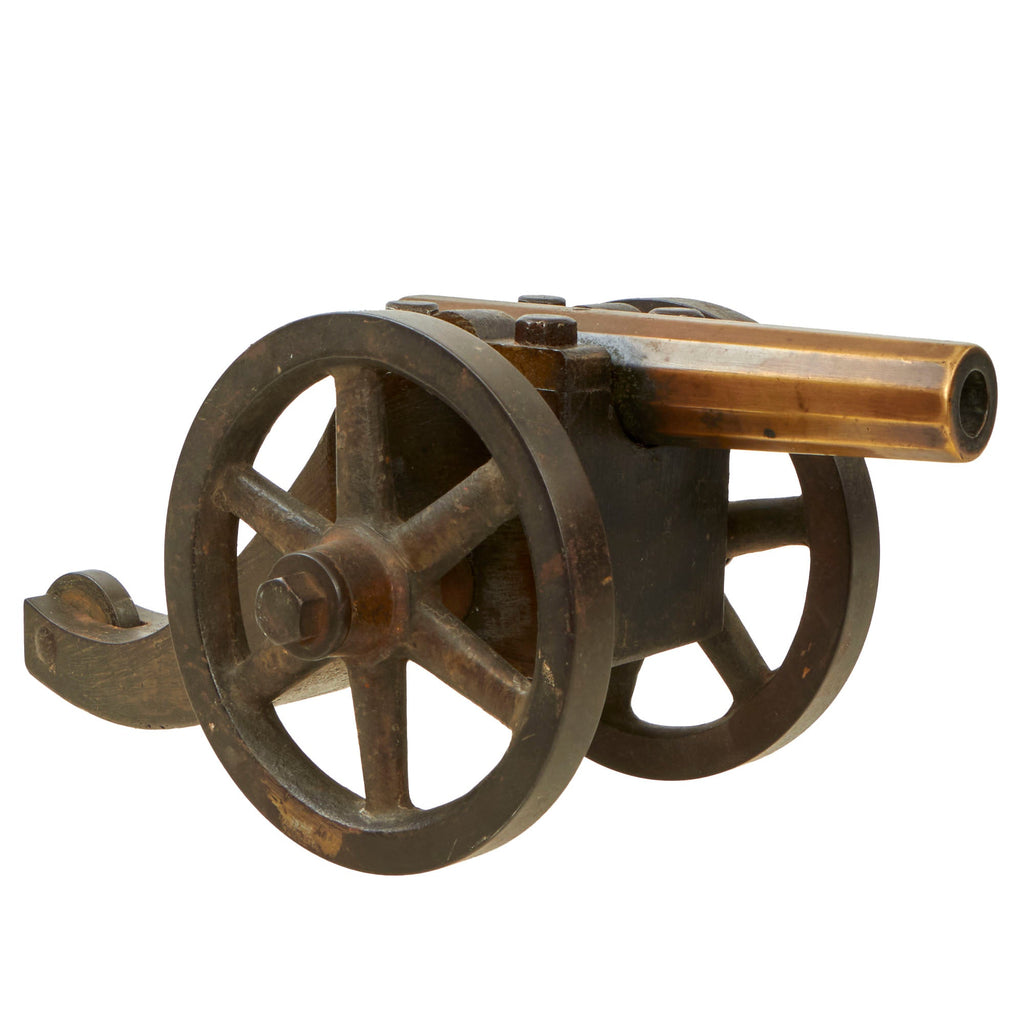 Original 19th Century U.S. Brass Signal Cannon on Custom Heavy Cast Steel Field Carriage with Three Wheels Original Items