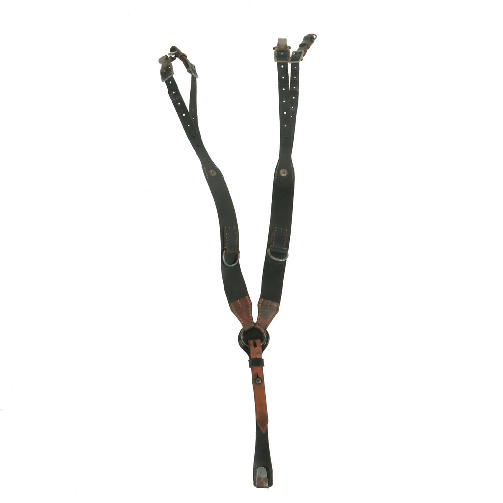 Original Excellent German WWII Army Leather Combat Suspender Y Straps by Schnabl & Braun - Dated 1941 Original Items