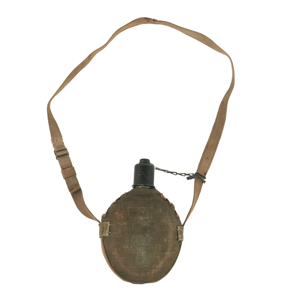 Original Imperial Japanese WWII Special Naval Landing Forces Canteen with Canvas Cover & Strap Original Items