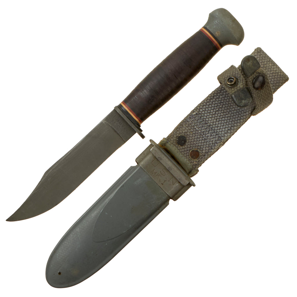 Original U.S. WWII Navy USN Mark 1 PAL RH-35 Fighting Knife with USN MK1 Scabbard by B.M. Co Original Items