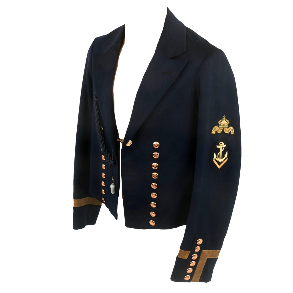 Original Imperial German Kaiserliche Marine Bootsmann (Chief Petty Officer) Officer’s Jacket with Bullion Insignia & Schützenschnur Marksmanship Cord Original Items
