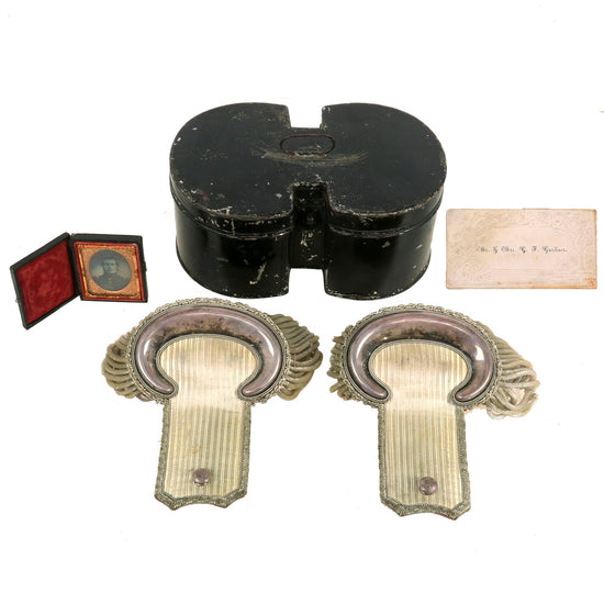 Original U.S. Mexican-American War 9th Infantry Regiment Identified Cased Epaulette & Daguerotype Grouping to Lieutenant Gustavus Ferdinand Gardiner - Died of Typhoid in Mexico in 1848 Original Items