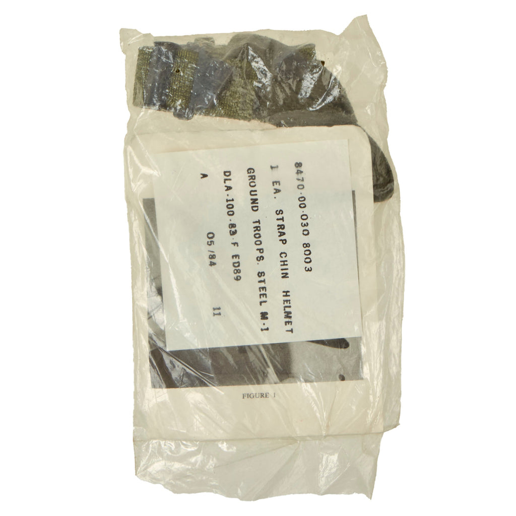 Original U.S. Post-Vietnam War M1 Helmet Chinstrap - Unissued in Wrapper with Instructions - Dated 1982-1984 Original Items