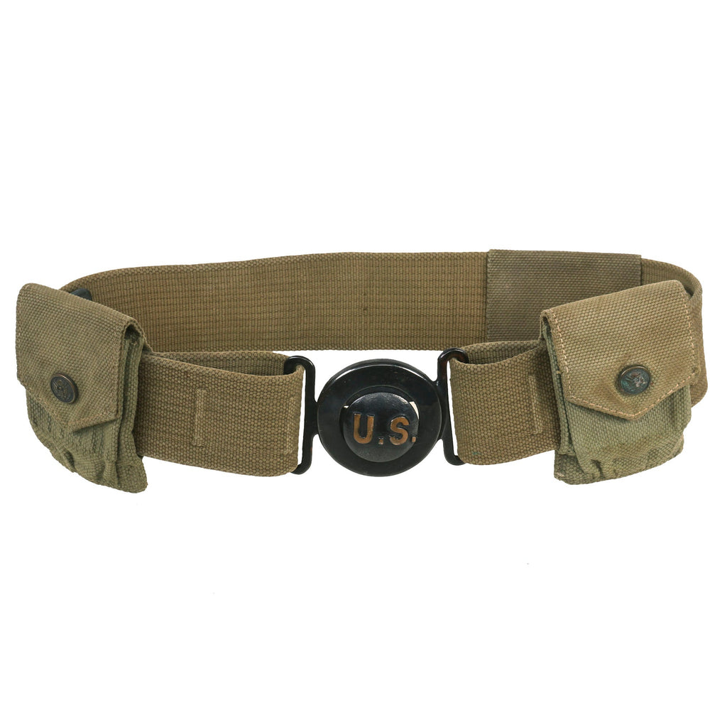 Original U.S. WWI M1910 Garrison Belt with Eagle Snap Cartridge Pouches & Bayonet Hanger Original Items