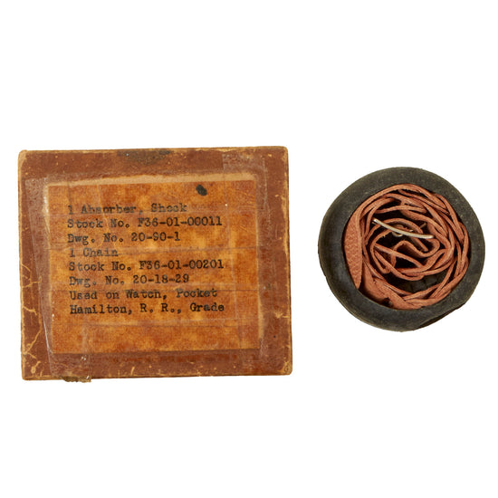 Original U.S. WWII Pocket Watch Shock Absorbing Case with Laynard in Original Box - Unissued Original Items