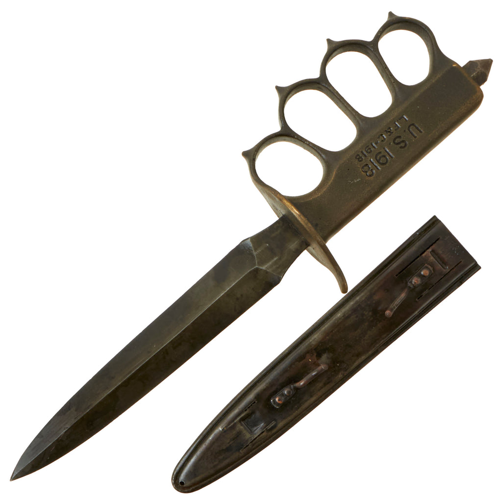 Original U.S. WWI Model 1918 Mark I Trench Knife by L. F. & C. with Matching Steel Scabbard Original Items