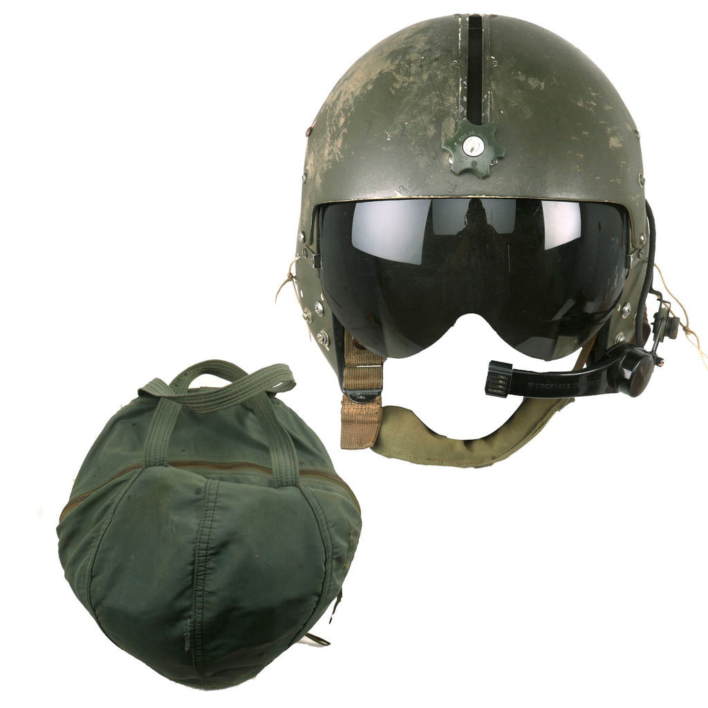 Original U.S. Vietnam War Era Named APH-5 Helicopter Pilot Flying Helmet by Sierra Engineering Company With Early “Bowling Ball” Storage Bag - Size Large Original Items