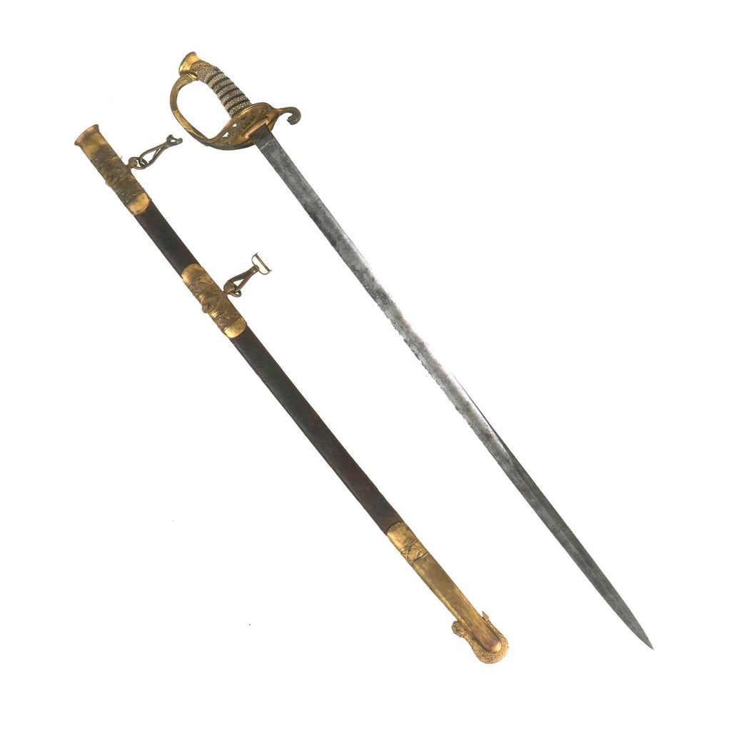 Original U.S. Civil War Model 1852 Navy Officer's Sword with Original Leather Scabbard & Hangers- Scarce London Made Example Original Items