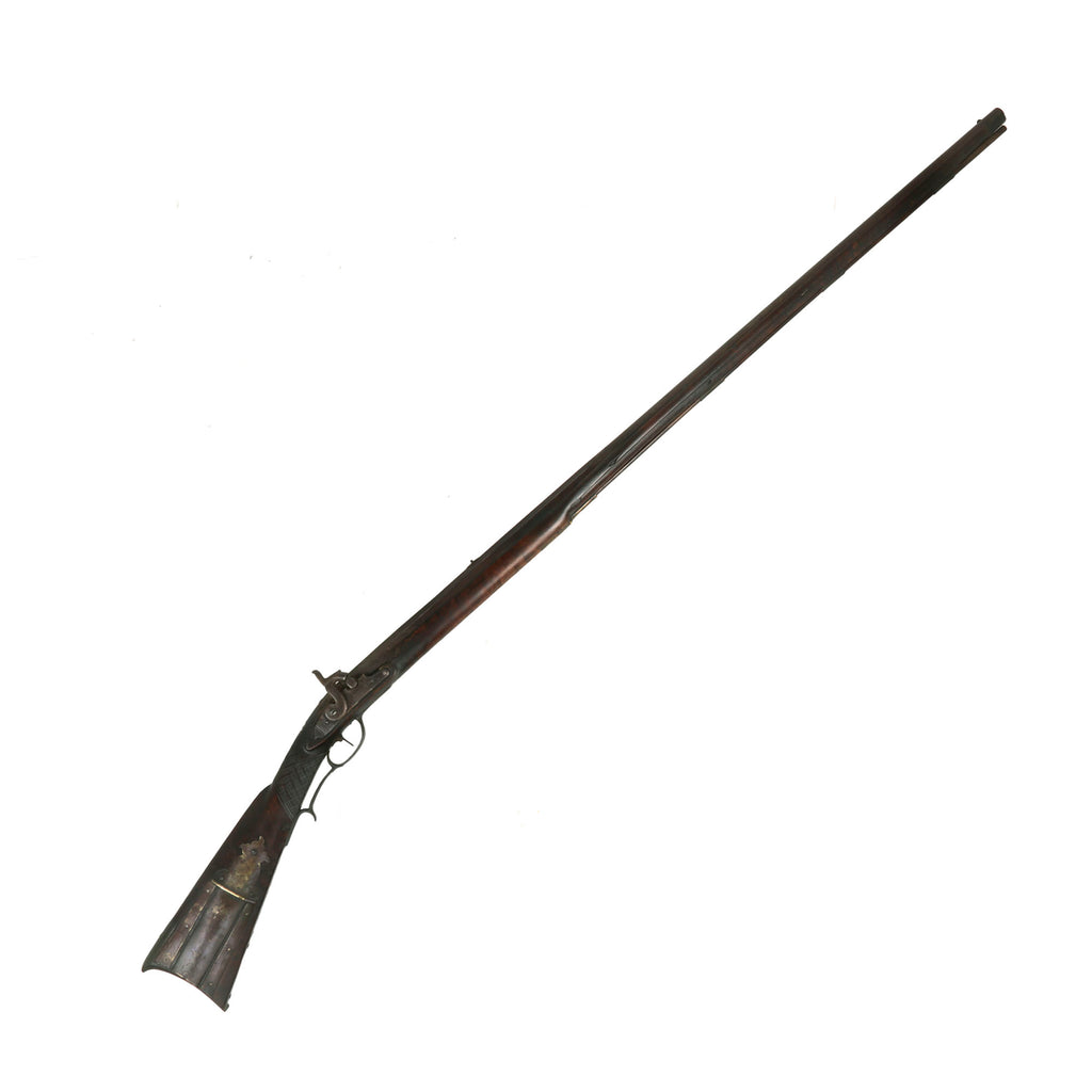 Original U.S. Pennsylvania Percussion Converted Long Rifle with Flame Figured Full Stock - Circa 1840 Original Items