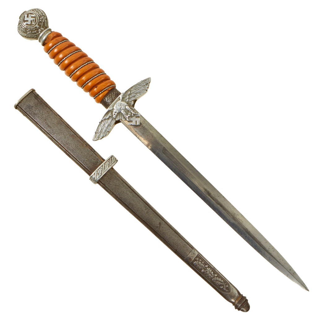 Original German WWII Service Used 2nd Model Luftwaffe Dagger by SMF with Scabbard Original Items