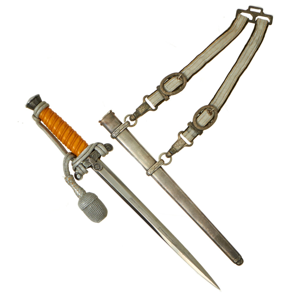 Original German WWII Named Army Officer Dagger by Hans Kolping of Solingen with Scabbard, Hanger & Portepee Original Items