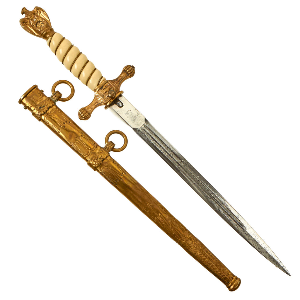 Original WWII German 2nd Model Naval Dagger by Carl Eickhorn with Lightning Bolt Scabbard Original Items
