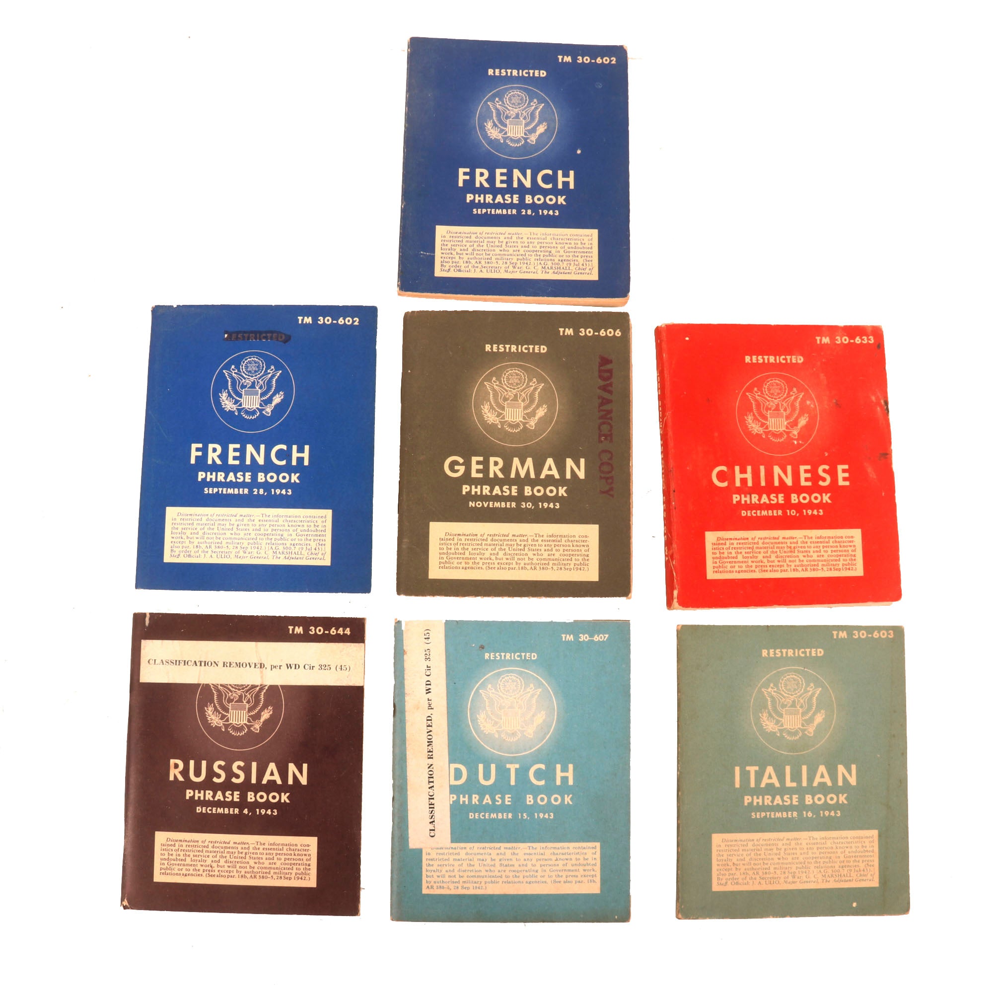 Original U.S. WWII Foreign Language Phrase Book Lot - French