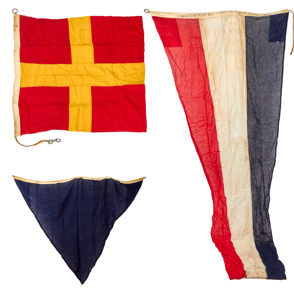 Original U.S. WWII US Navy Mare Island Nautical Pennant and Signal Flag Lot - 3 Items Original Items