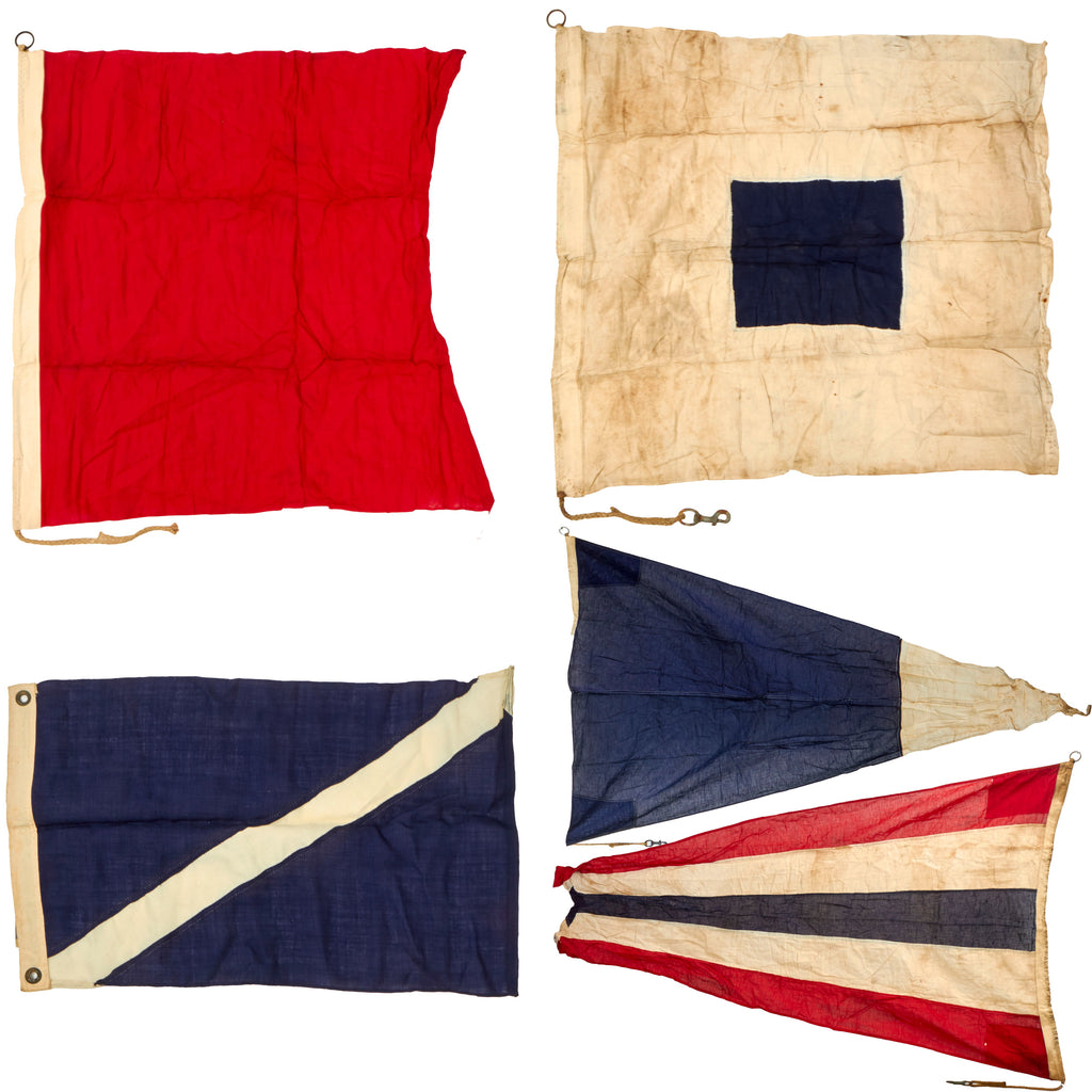 Original U.S. WWII US Navy Mare Island Nautical Pennant and Signal Flag Lot - 5 Items Original Items