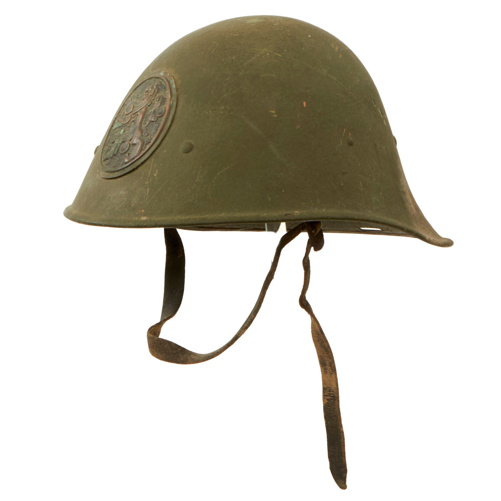 Original Netherlands WWII Dutch M34 Steel Helmet With Badge and Original Paint - Complete Original Items