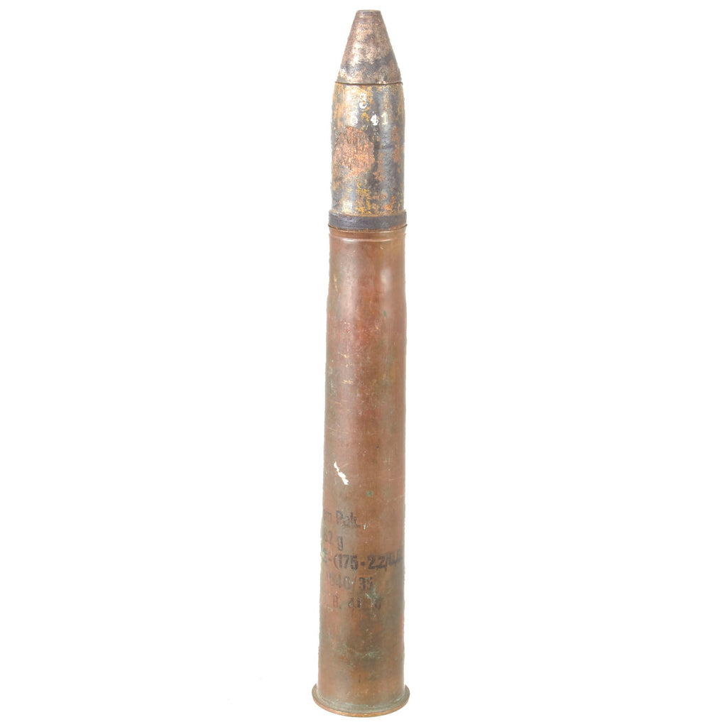 Original German WWII PAK 36 High Explosive 3.7cm Shell - 37mm Anti-Tank - Dated 1943 Original Items