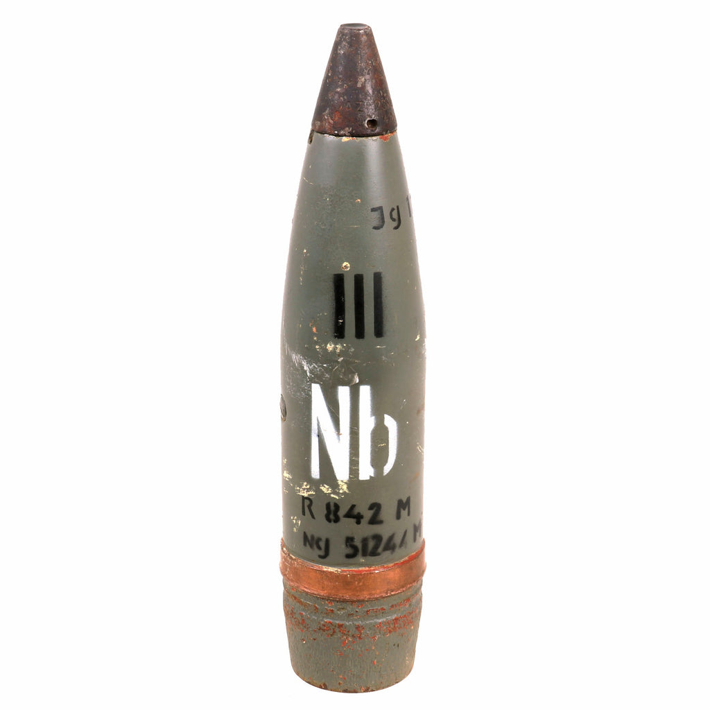Original German WWII Inert 7.5cm Round Projectile & Fuze for the Pak 40 Anti-Tank Gun - Dated 1942 Original Items