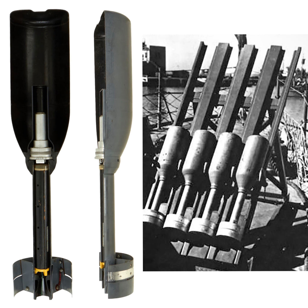 Original U.S. Navy WWII Cutaway Trainer Mousetrap Anti-Submarine Rocket - Inert Hedgehog Style Original Items