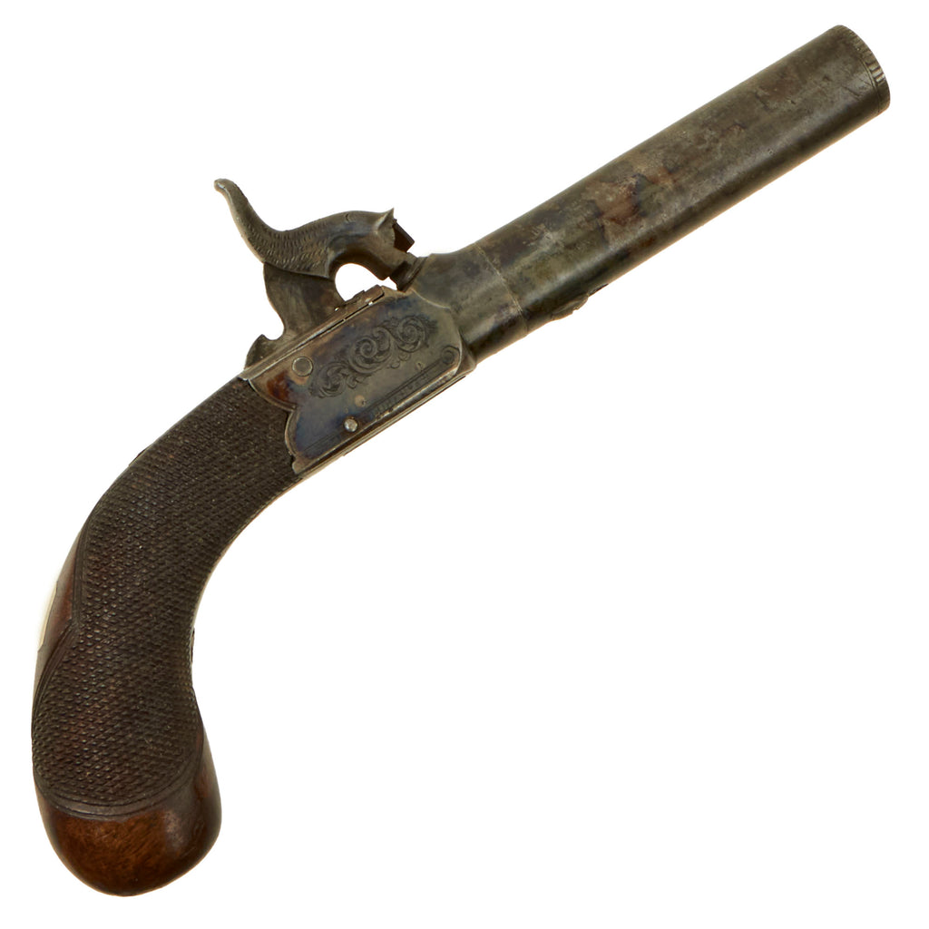Original British Victorian Percussion Vest Pocket Pistol with Turn Off Barrel and Fold-out Trigger - circa 1845 Original Items