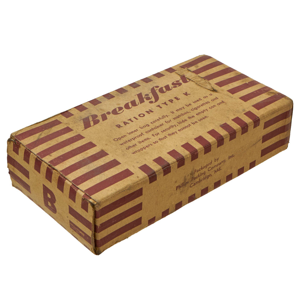 Original U.S. WWII Stabilized K-Ration Morale Series Breakfast Meal Unit by Phillips Packing Co. Original Items